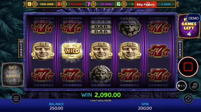 Mayan Madness - gain dans le jeu bonus